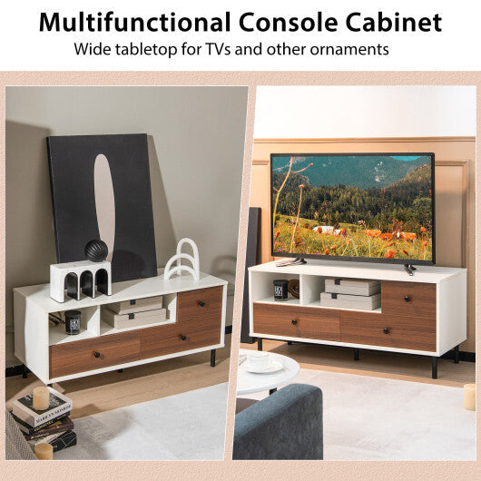 Mid-Century TV Stand for 50-inch TVs with 2 Cubbies and 3 Drawers LuxuryLifeWay Online Store