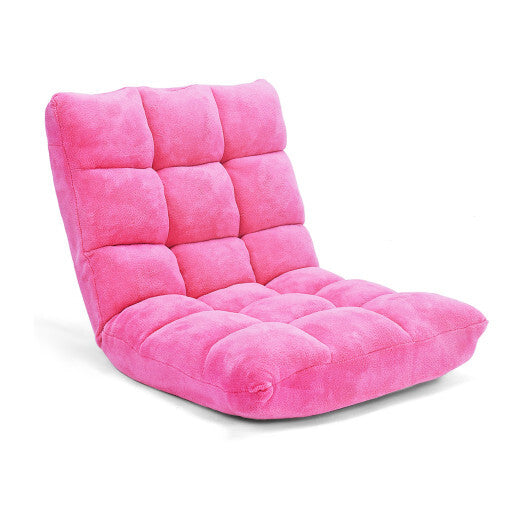 Adjustable 14-position Cushioned Floor Chair-Pink - Color: Pink LuxuryLifeWay Online Store