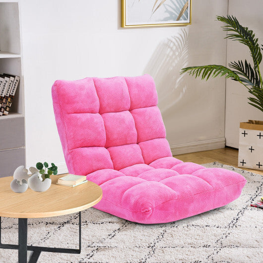 Adjustable 14-position Cushioned Floor Chair-Pink - Color: Pink LuxuryLifeWay Online Store