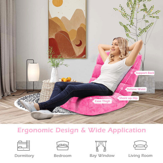Adjustable 14-position Cushioned Floor Chair-Pink - Color: Pink LuxuryLifeWay Online Store