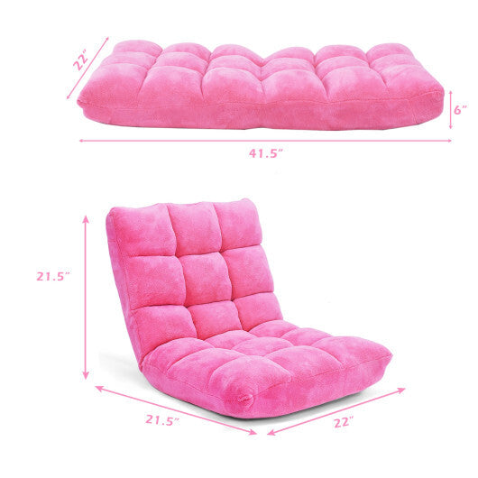 Adjustable 14-position Cushioned Floor Chair-Pink - Color: Pink LuxuryLifeWay Online Store