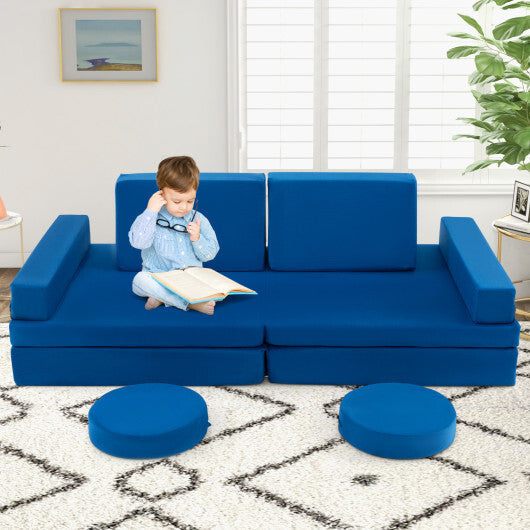 10-Piece Kids Play Couch Sofa with Portable Handle-Gray LuxuryLifeWay Online Store