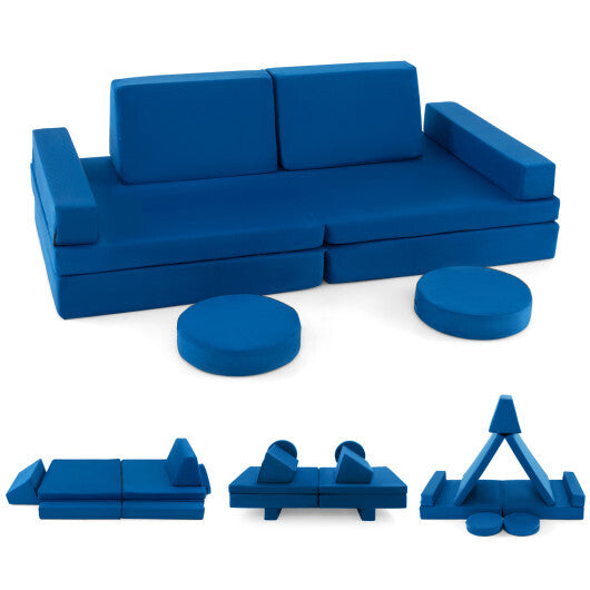 10-Piece Kids Play Couch Sofa with Portable Handle-Gray LuxuryLifeWay Online Store
