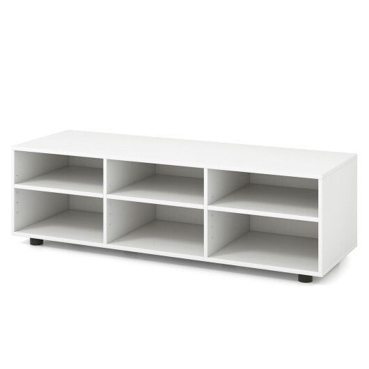 TV Stand for TV up to 55 Inch with 6 Storage Compartments-White LuxuryLifeWay Online Store