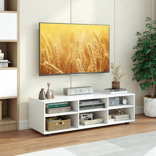 TV Stand for TV up to 55 Inch with 6 Storage Compartments-White LuxuryLifeWay Online Store