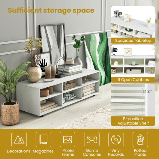 TV Stand for TV up to 55 Inch with 6 Storage Compartments-White LuxuryLifeWay Online Store