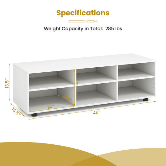 TV Stand for TV up to 55 Inch with 6 Storage Compartments-White LuxuryLifeWay Online Store