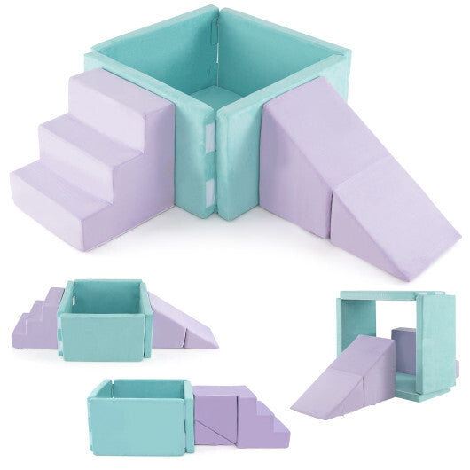 3-in-1 Suede Fabric Soft Play Set Foam Climbing Blocks for Toddlers-Purple LuxuryLifeWay Online Store