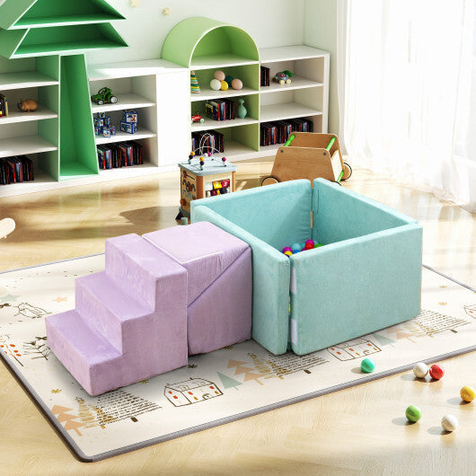 3-in-1 Suede Fabric Soft Play Set Foam Climbing Blocks for Toddlers-Purple LuxuryLifeWay Online Store