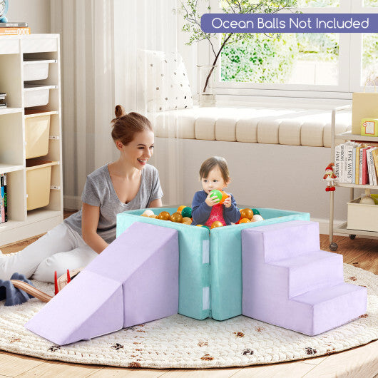 3-in-1 Suede Fabric Soft Play Set Foam Climbing Blocks for Toddlers-Purple LuxuryLifeWay Online Store
