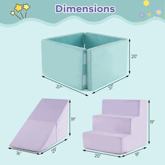 3-in-1 Suede Fabric Soft Play Set Foam Climbing Blocks for Toddlers-Purple LuxuryLifeWay Online Store