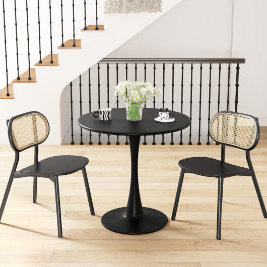 31.5 Inch Round Dining Table with Anti-Slip PP Ring-Black LuxuryLifeWay Online Store