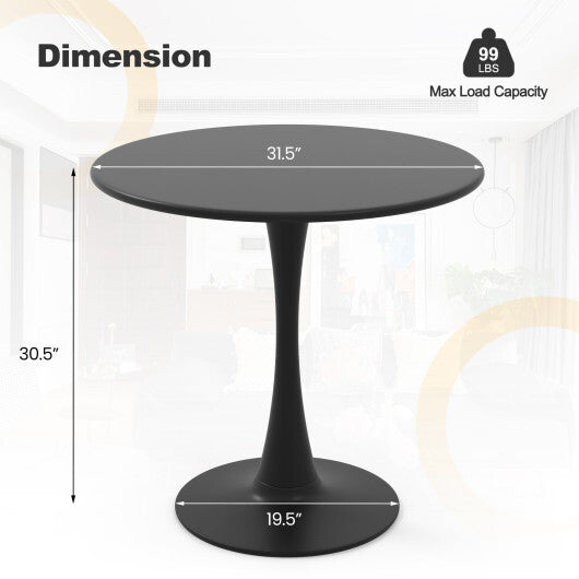 31.5 Inch Round Dining Table with Anti-Slip PP Ring-Black LuxuryLifeWay Online Store