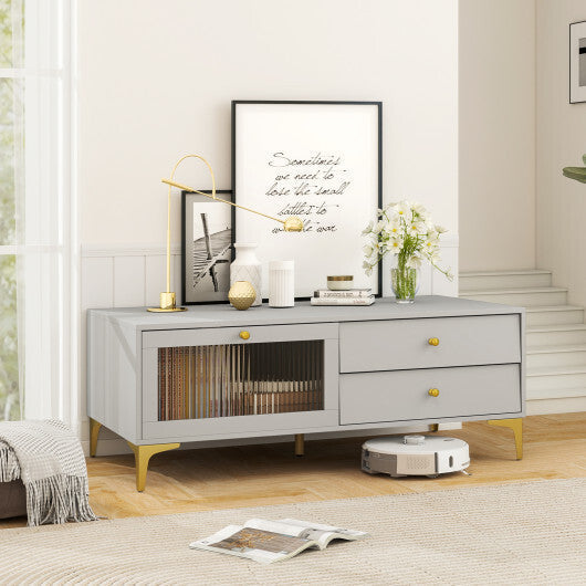 TV Stand with Compartment and Drawers for 55 Inch TV-Gray LuxuryLifeWay Online Store