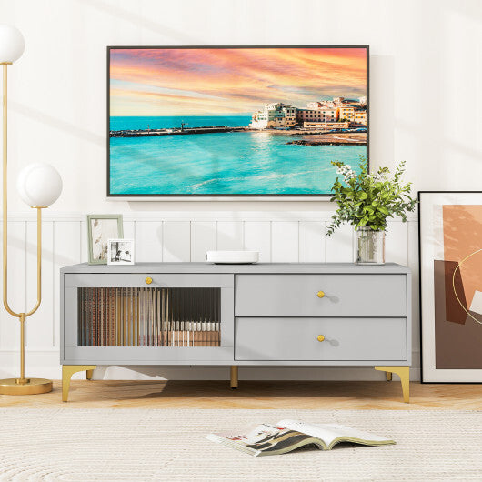 TV Stand with Compartment and Drawers for 55 Inch TV-Gray LuxuryLifeWay Online Store