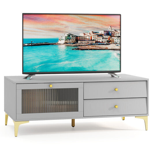 TV Stand with Compartment and Drawers for 55 Inch TV-Gray LuxuryLifeWay Online Store