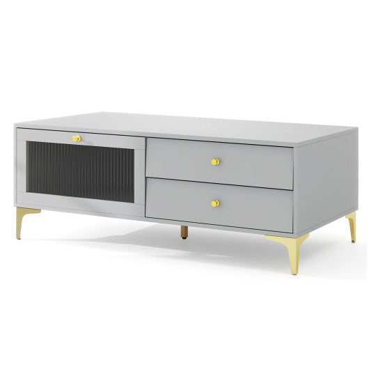 TV Stand with Compartment and Drawers for 55 Inch TV-Gray LuxuryLifeWay Online Store