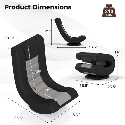360? Swivel Gaming Chair with 4 Adjustable Position-Black and Gray LuxuryLifeWay Online Store