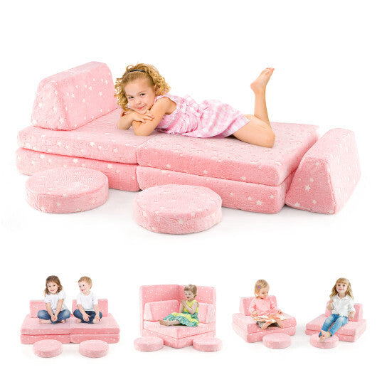 Modular Kids Play Couch Set Glow in the Dark with Portable Handles-Gray LuxuryLifeWay Online Store
