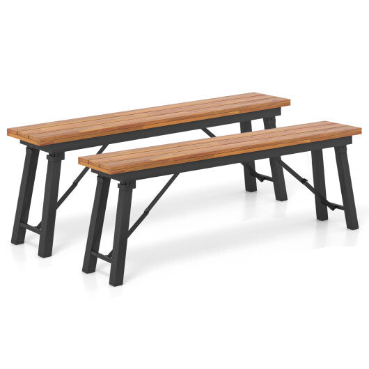Folding Picnic Bench Set Rectangular Acacia Wood Dining Camping BBQ Benches LuxuryLifeWay Online Store