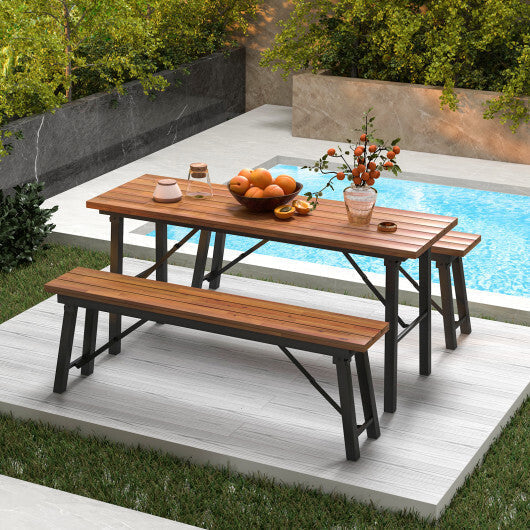 Folding Picnic Bench Set Rectangular Acacia Wood Dining Camping BBQ Benches LuxuryLifeWay Online Store