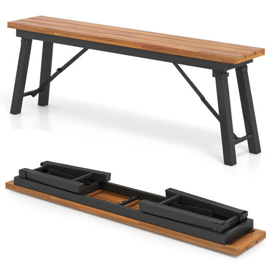 Folding Picnic Bench Set Rectangular Acacia Wood Dining Camping BBQ Benches LuxuryLifeWay Online Store