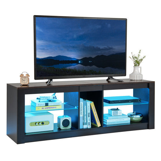 Modern TV Stand with LED Light and Adjustable Shelves for TVs up to 65 inch-Brown LuxuryLifeWay Online Store