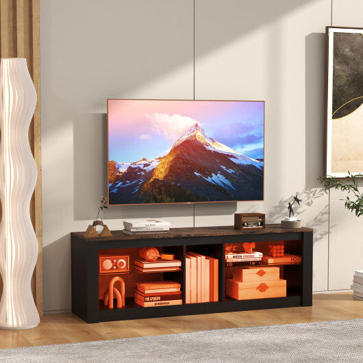 Modern TV Stand with LED Light and Adjustable Shelves for TVs up to 65 inch-Brown LuxuryLifeWay Online Store