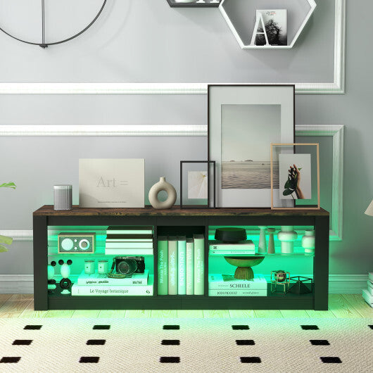Modern TV Stand with LED Light and Adjustable Shelves for TVs up to 65 inch-Brown LuxuryLifeWay Online Store