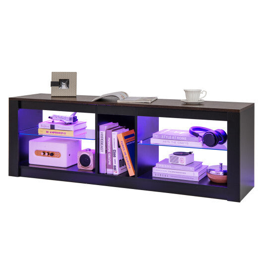 Modern TV Stand with LED Light and Adjustable Shelves for TVs up to 65 inch-Brown LuxuryLifeWay Online Store