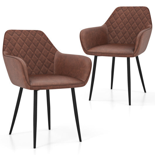 Leisure Dining Chair Set of 2 with Curved Backrest and Wide Seat-Coffee LuxuryLifeWay Online Store