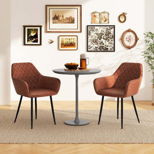 Leisure Dining Chair Set of 2 with Curved Backrest and Wide Seat-Coffee LuxuryLifeWay Online Store