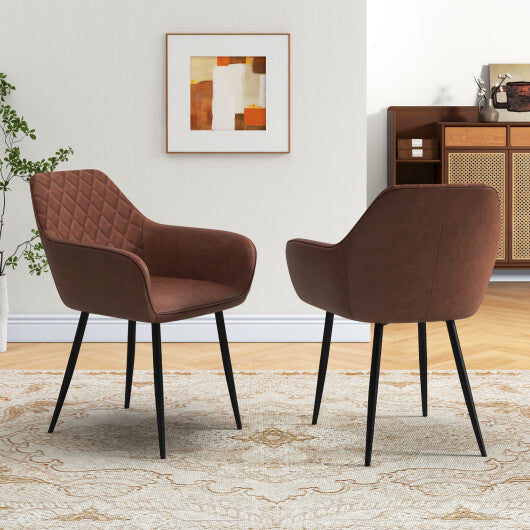 Leisure Dining Chair Set of 2 with Curved Backrest and Wide Seat-Coffee LuxuryLifeWay Online Store