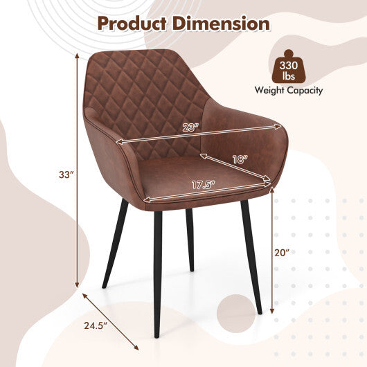 Leisure Dining Chair Set of 2 with Curved Backrest and Wide Seat-Coffee LuxuryLifeWay Online Store