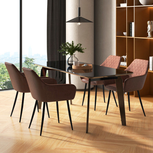 Leisure Dining Chair Set of 2 with Curved Backrest and Wide Seat-Coffee LuxuryLifeWay Online Store