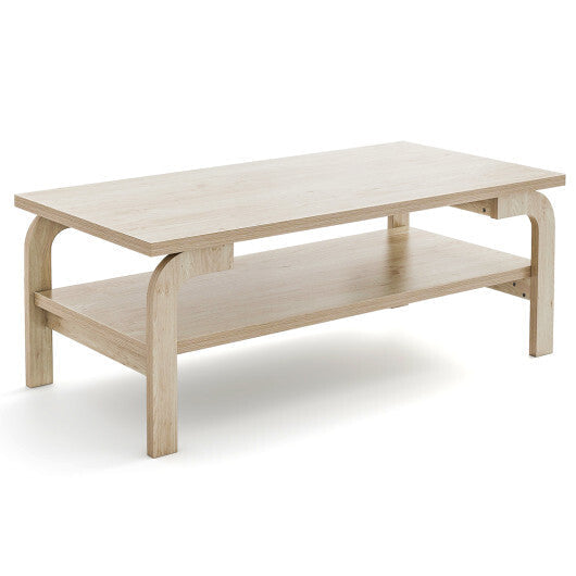 47 Inches Accent Rectangular Coffee Table for Living Room-Natural LuxuryLifeWay Online Store