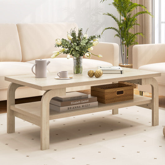 47 Inches Accent Rectangular Coffee Table for Living Room-Natural LuxuryLifeWay Online Store