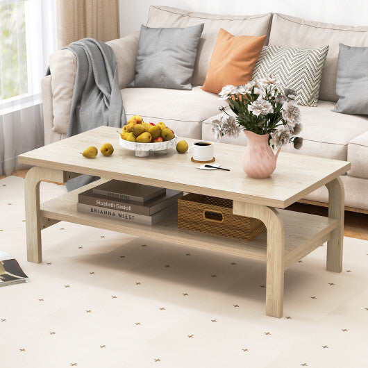 47 Inches Accent Rectangular Coffee Table for Living Room-Natural LuxuryLifeWay Online Store