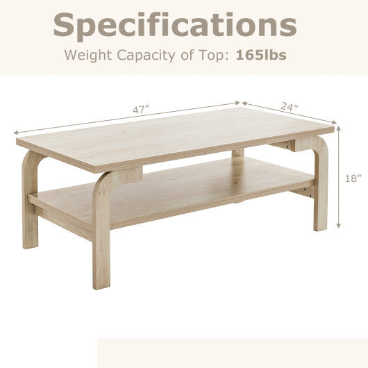 47 Inches Accent Rectangular Coffee Table for Living Room-Natural LuxuryLifeWay Online Store