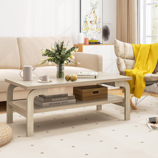 47 Inches Accent Rectangular Coffee Table for Living Room-Natural LuxuryLifeWay Online Store