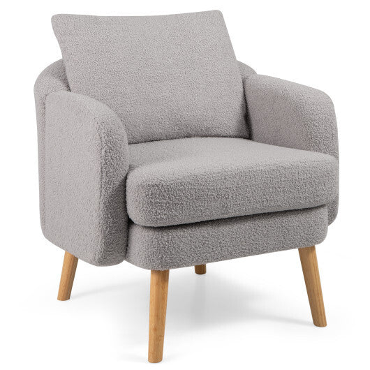 Sherpa Accent Chair Modern Living Room Chair with Seat Cushion-Grey LuxuryLifeWay Online Store