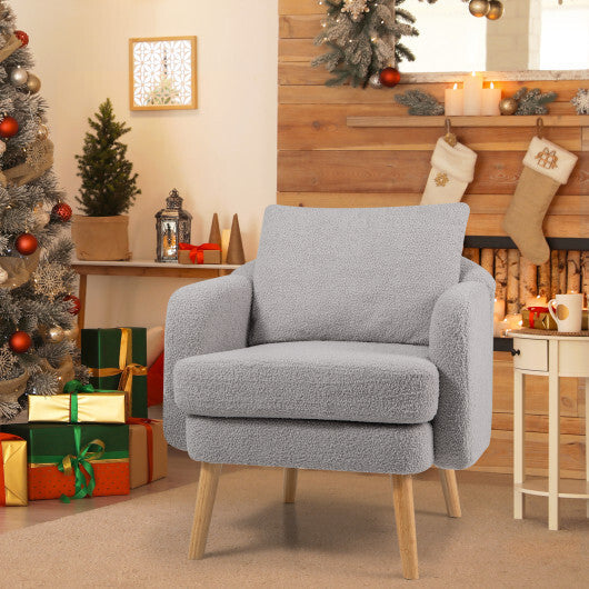 Sherpa Accent Chair Modern Living Room Chair with Seat Cushion-Grey LuxuryLifeWay Online Store