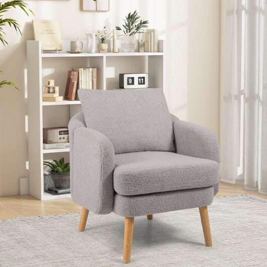 Sherpa Accent Chair Modern Living Room Chair with Seat Cushion-Grey LuxuryLifeWay Online Store