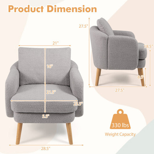 Sherpa Accent Chair Modern Living Room Chair with Seat Cushion-Grey LuxuryLifeWay Online Store