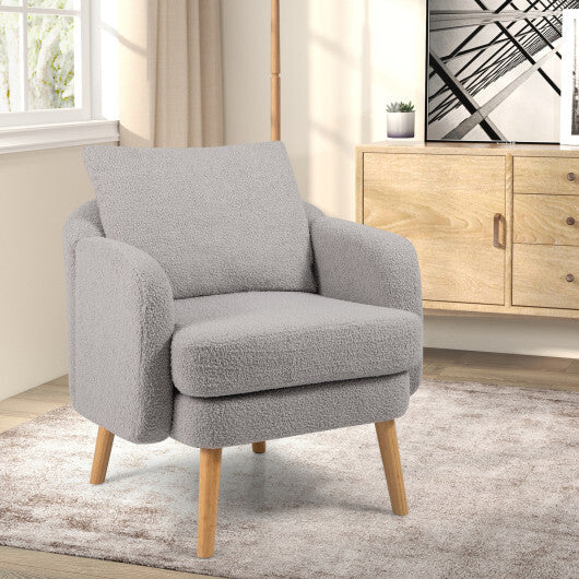 Sherpa Accent Chair Modern Living Room Chair with Seat Cushion-Grey LuxuryLifeWay Online Store