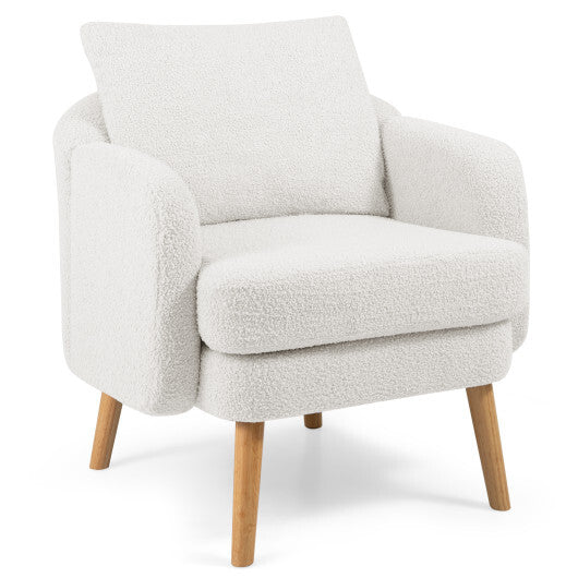 Sherpa Accent Chair Modern Living Room Chair with Seat Cushion-Grey LuxuryLifeWay Online Store