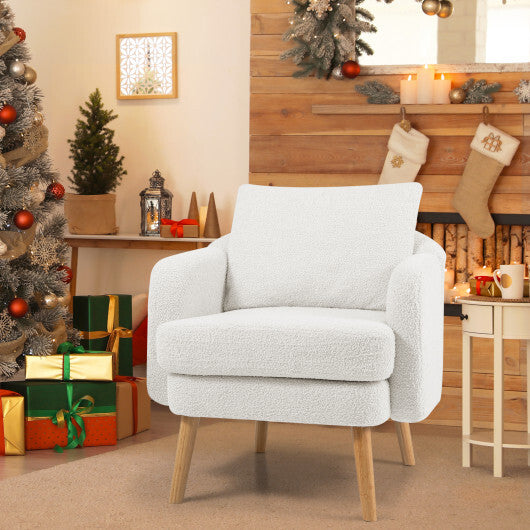Sherpa Accent Chair Modern Living Room Chair with Seat Cushion-Grey LuxuryLifeWay Online Store