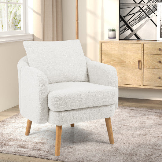 Sherpa Accent Chair Modern Living Room Chair with Seat Cushion-Grey LuxuryLifeWay Online Store