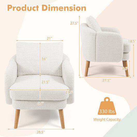 Sherpa Accent Chair Modern Living Room Chair with Seat Cushion-Grey LuxuryLifeWay Online Store