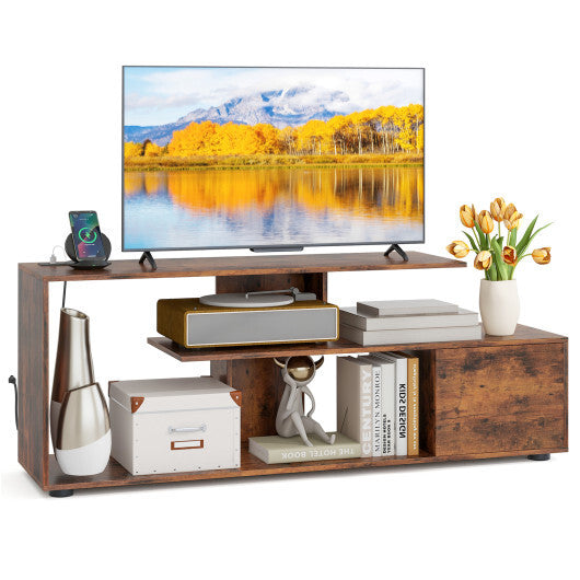 60 Inch Entertainment Center TV Stand with Power Outlet-Rustic Brown LuxuryLifeWay Online Store